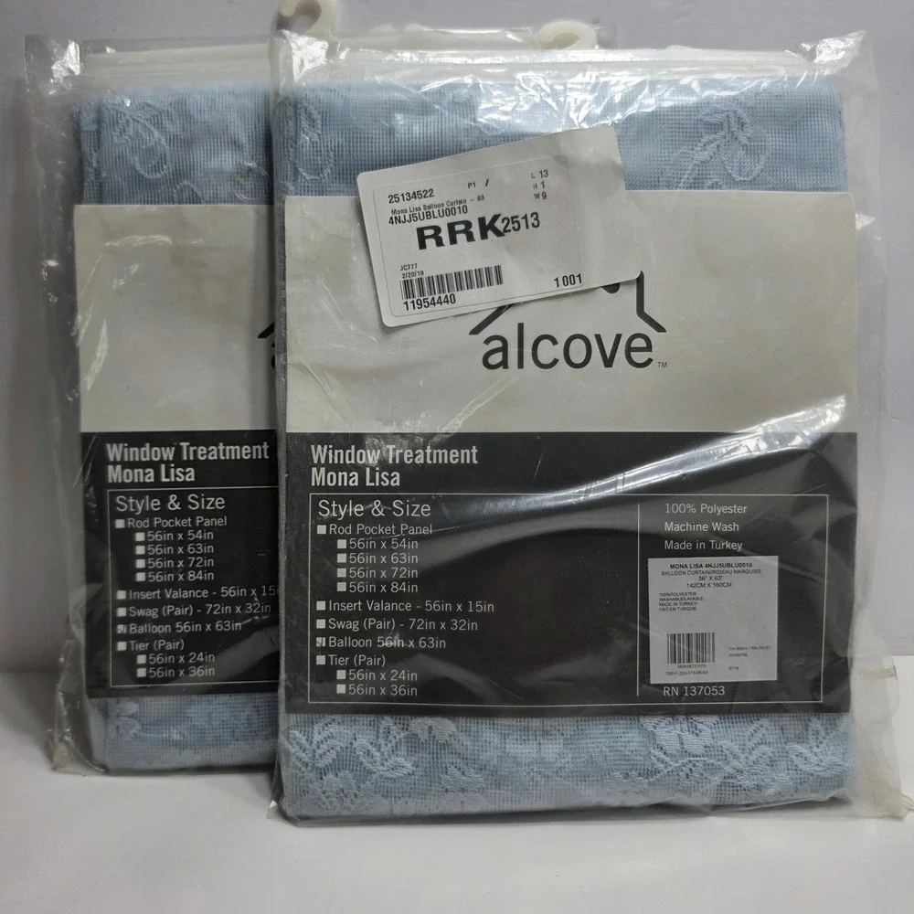 Alcove Mona Lisa Blue Balloon Curtain Set of 2 Floral Lace 56x63 4NJJ5UBLU0010